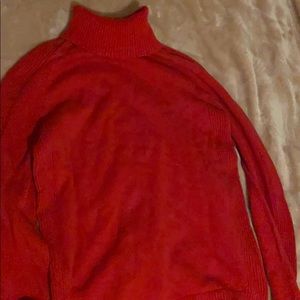 Red polo jean turtleneck